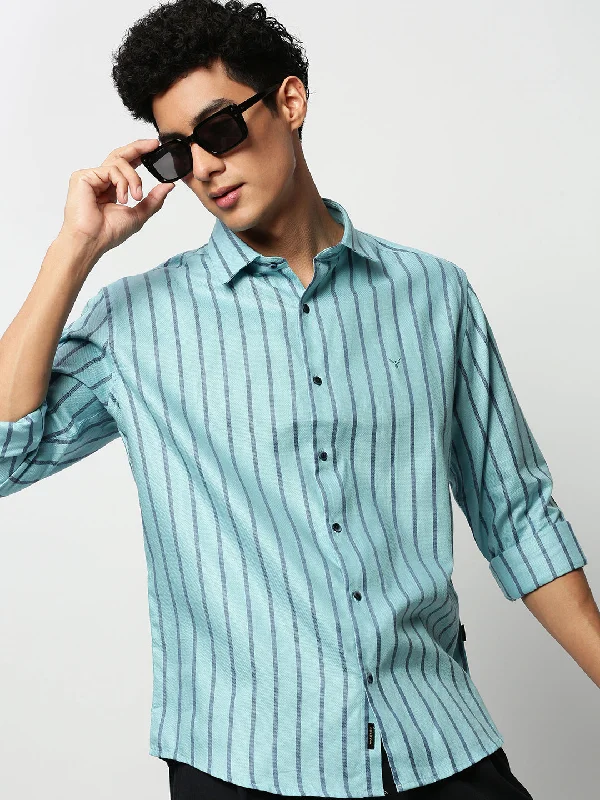 Men's Thermal - Lined Casual Shirts in Black for Added Warmth in Cold WeatherMen Blue Striped Casual Casual Shirts Men's Thermal - Lined Casual Shirts in Black for Added Warmth in Cold WeatherMen Blue Striped Casual Casual Shirts