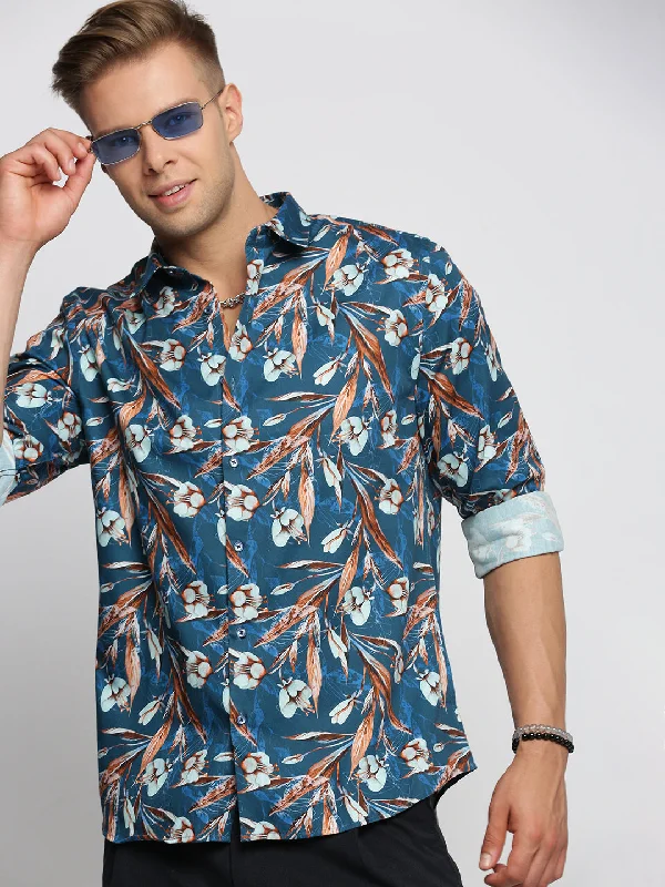 Men's Shearling - Lined Collar Casual Shirts in Brown for a Rustic and Warm AppealMen Teal Spread Collar Floral Shirt Men's Shearling - Lined Collar Casual Shirts in Brown for a Rustic and Warm AppealMen Teal Spread Collar Floral Shirt