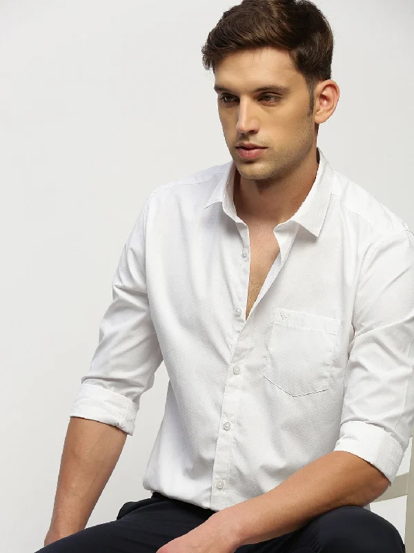 Men's Wrinkle - Resistant Polyester Blend Casual Shirts for Easy Travel and MaintenanceMen White Solid Shirt Men's Wrinkle - Resistant Polyester Blend Casual Shirts for Easy Travel and MaintenanceMen White Solid Shirt