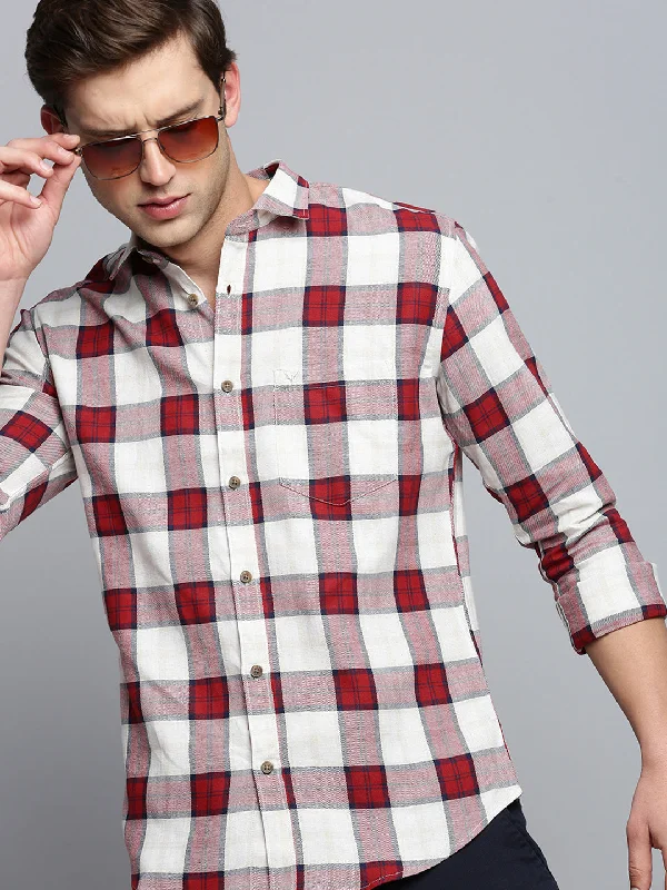 Men's Embroidered Detail Casual Shirts in Beige for a Touch of EleganceMen Beige Checked Casual Shirt Men's Embroidered Detail Casual Shirts in Beige for a Touch of EleganceMen Beige Checked Casual Shirt