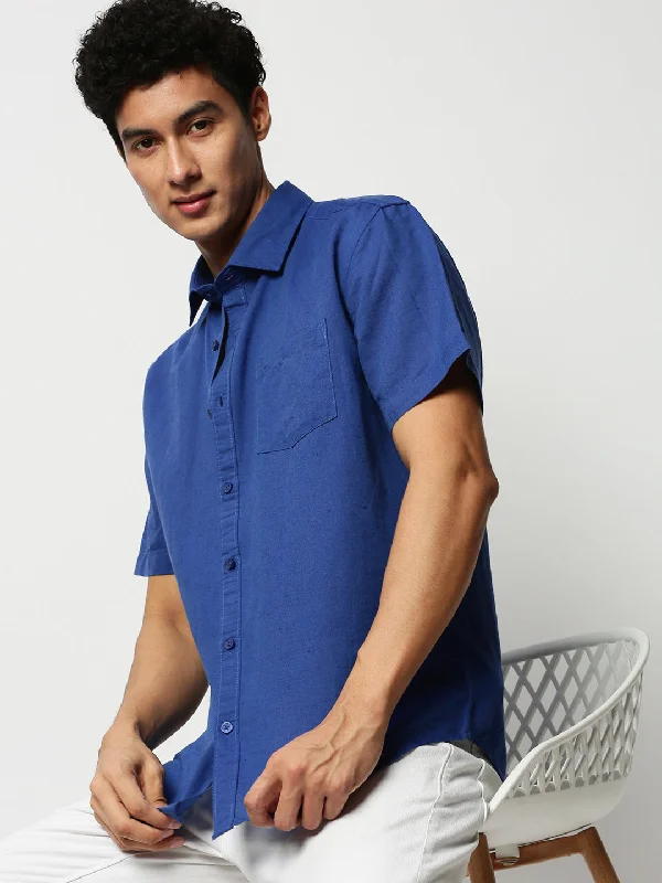 Men's Moisture - Wicking Performance Fabric Casual Shirts for Outdoor ActivitiesMen Blue Solid Casual Casual Shirts Men's Moisture - Wicking Performance Fabric Casual Shirts for Outdoor ActivitiesMen Blue Solid Casual Casual Shirts