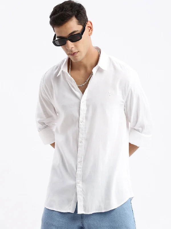 Men's Graphic - Printed Casual Shirts with Pop - Culture References for a Fun and Stylish LookMen Spread Collar Solid Slim Fit White Shirt Men's Graphic - Printed Casual Shirts with Pop - Culture References for a Fun and Stylish LookMen Spread Collar Solid Slim Fit White Shirt