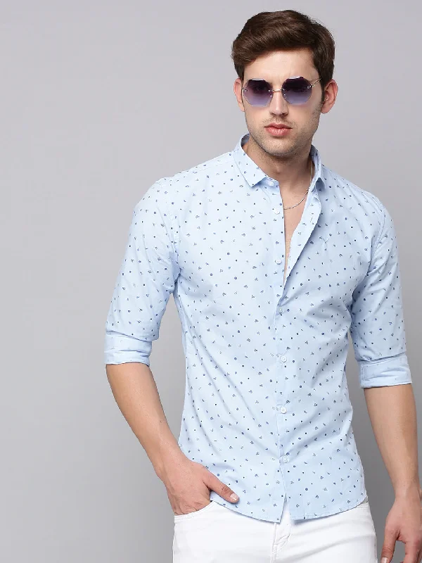 Men's Retro - Style Hawaiian Print Casual Shirts in Bold Patterns for a Tropical VacationMen Blue Printed Casual Shirt Men's Retro - Style Hawaiian Print Casual Shirts in Bold Patterns for a Tropical VacationMen Blue Printed Casual Shirt