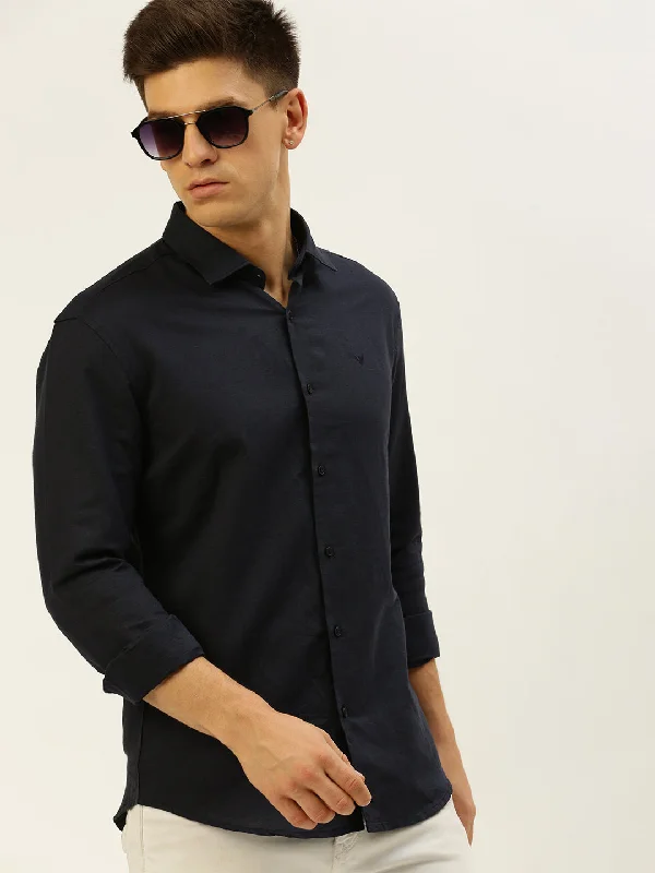 Men's Embroidered Detail Casual Shirts in Beige for a Touch of EleganceMen Navy Solid Casual Shirt Men's Embroidered Detail Casual Shirts in Beige for a Touch of EleganceMen Navy Solid Casual Shirt