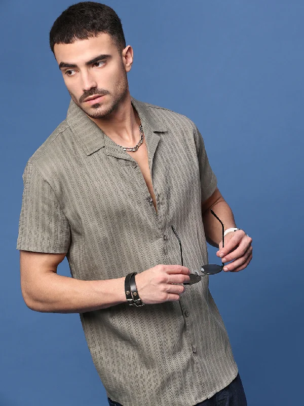 Men's Wrinkle - Resistant Polyester Blend Casual Shirts for Easy Travel and MaintenanceMen Olive Solid Cuban Collar Shirt Men's Wrinkle - Resistant Polyester Blend Casual Shirts for Easy Travel and MaintenanceMen Olive Solid Cuban Collar Shirt