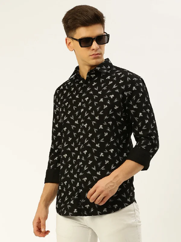 Men's Graphic - Printed Casual Shirts with Pop - Culture References for a Fun and Stylish LookMen Black Printed Casual Shirt Men's Graphic - Printed Casual Shirts with Pop - Culture References for a Fun and Stylish LookMen Black Printed Casual Shirt