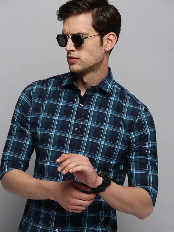 Men's Tailored Fit Checkered Casual Shirts in Multicolor for a Smart - Casual EnsembleMen Navy Checked Casual Shirt Men's Tailored Fit Checkered Casual Shirts in Multicolor for a Smart - Casual EnsembleMen Navy Checked Casual Shirt