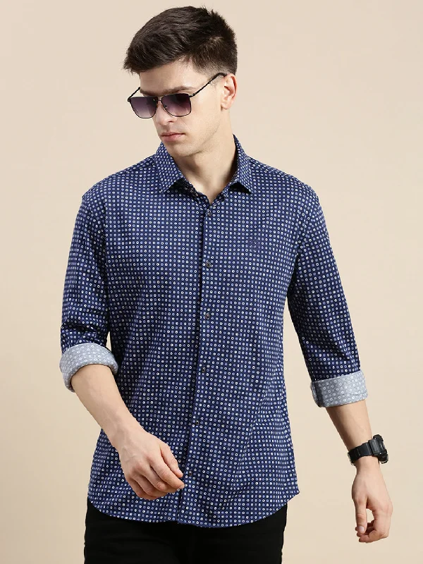 Men's Graphic - Printed Casual Shirts with Pop - Culture References for a Fun and Stylish LookMen Navy Geometrical Casual Shirt Men's Graphic - Printed Casual Shirts with Pop - Culture References for a Fun and Stylish LookMen Navy Geometrical Casual Shirt