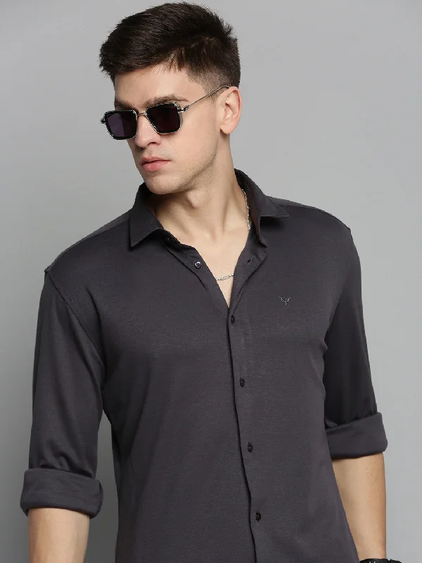Men's Slim - Fit Printed Floral Casual Shirts in Pastel Colors for a Spring - Inspired VibeMen Grey Solid Casual Shirt Men's Slim - Fit Printed Floral Casual Shirts in Pastel Colors for a Spring - Inspired VibeMen Grey Solid Casual Shirt