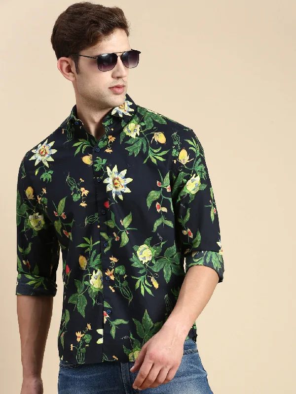 Men's Distressed Denim Casual Shirts with Frayed Edges for a Trendy and Rugged LookMen Navy Printed Casual Shirt Men's Distressed Denim Casual Shirts with Frayed Edges for a Trendy and Rugged LookMen Navy Printed Casual Shirt