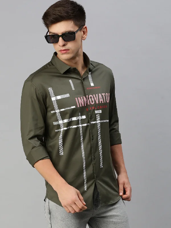 Men's Moisture - Wicking Performance Fabric Casual Shirts for Outdoor ActivitiesMen Green Printed Casual Shirt Men's Moisture - Wicking Performance Fabric Casual Shirts for Outdoor ActivitiesMen Green Printed Casual Shirt