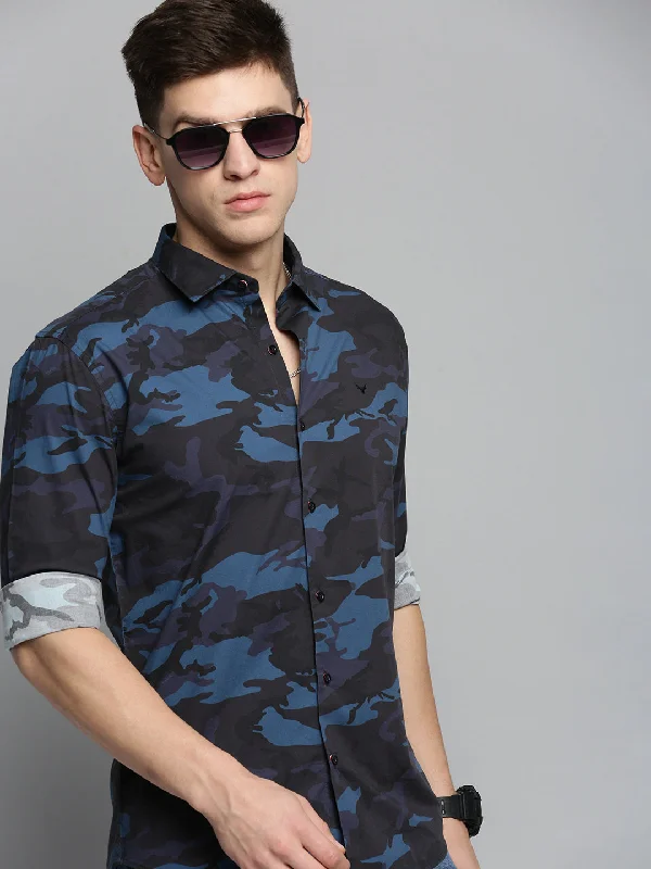 Men's Organic Cotton Casual Shirts with a Soft Handfeel for Everyday ComfortMen Navy Printed Casual Shirt Men's Organic Cotton Casual Shirts with a Soft Handfeel for Everyday ComfortMen Navy Printed Casual Shirt