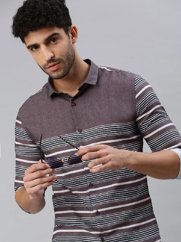 Men's Distressed Denim Casual Shirts with Frayed Edges for a Trendy and Rugged LookMen Grey Striped Casual Shirt Men's Distressed Denim Casual Shirts with Frayed Edges for a Trendy and Rugged LookMen Grey Striped Casual Shirt