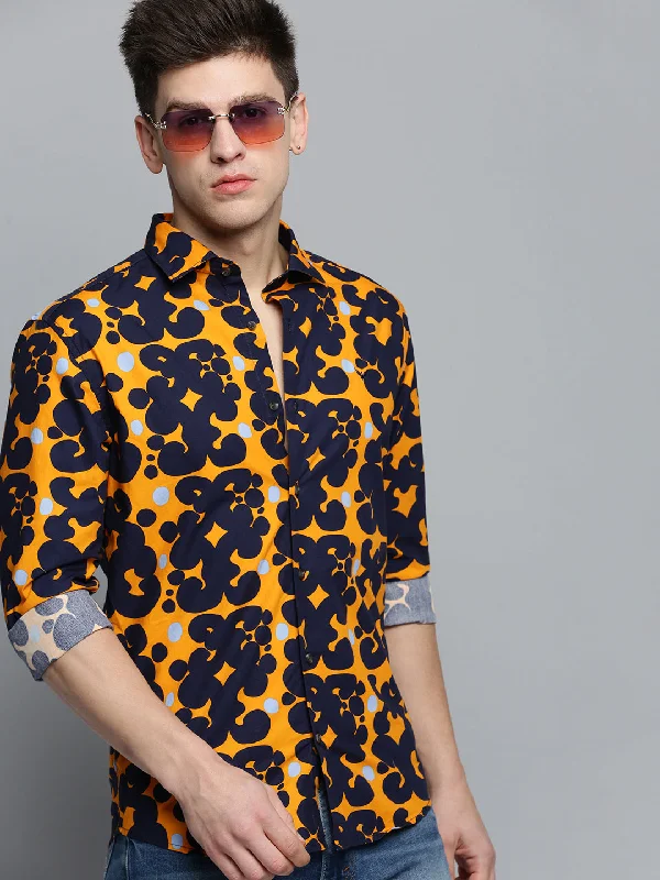 Men's Retro - Style Hawaiian Print Casual Shirts in Bold Patterns for a Tropical VacationMen Orange Colourblock Casual Shirt Men's Retro - Style Hawaiian Print Casual Shirts in Bold Patterns for a Tropical VacationMen Orange Colourblock Casual Shirt