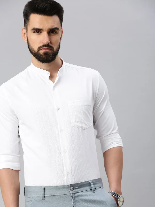 Men's Graphic - Printed Casual Shirts with Pop - Culture References for a Fun and Stylish LookMen White Self Design Casual Shirt Men's Graphic - Printed Casual Shirts with Pop - Culture References for a Fun and Stylish LookMen White Self Design Casual Shirt