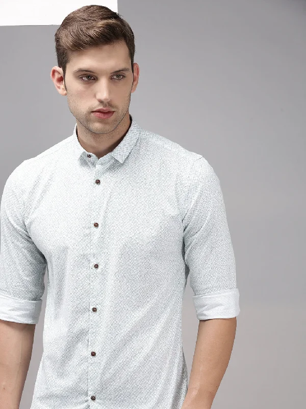 Men's Distressed Denim Casual Shirts with Frayed Edges for a Trendy and Rugged LookMen White Printed Casual Shirt Men's Distressed Denim Casual Shirts with Frayed Edges for a Trendy and Rugged LookMen White Printed Casual Shirt
