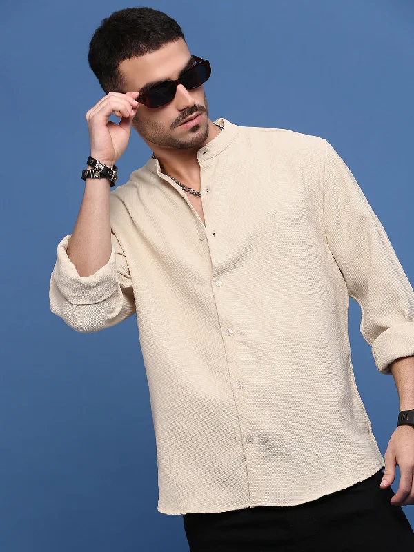 Men's Organic Cotton Casual Shirts with a Soft Handfeel for Everyday ComfortMen Beige Solid Slim Fit Shirt Men's Organic Cotton Casual Shirts with a Soft Handfeel for Everyday ComfortMen Beige Solid Slim Fit Shirt