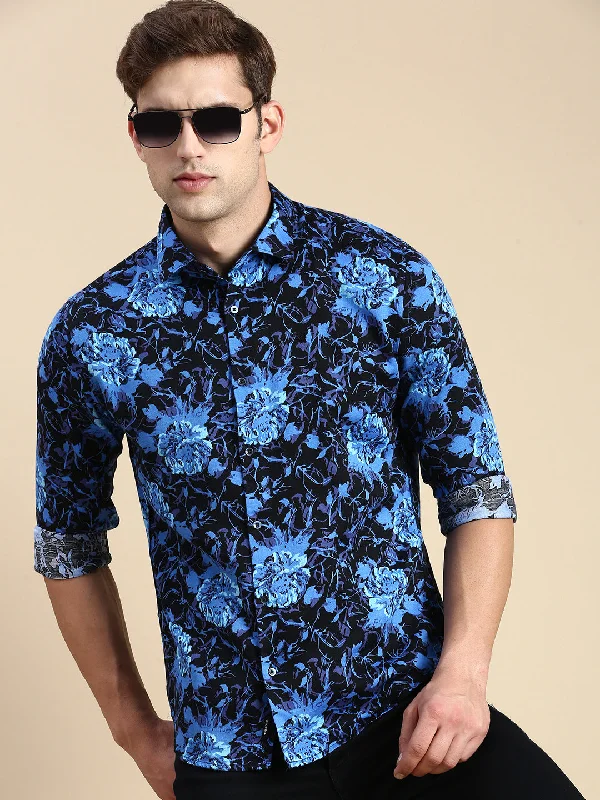 Men's Graphic - Printed Casual Shirts with Pop - Culture References for a Fun and Stylish LookMen Blue Printed Casual Shirt Men's Graphic - Printed Casual Shirts with Pop - Culture References for a Fun and Stylish LookMen Blue Printed Casual Shirt