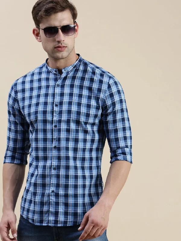 Men's Sustainable Recycled Material Casual Shirts for Eco - Conscious ConsumersMen Blue Checked Casual Shirt Men's Sustainable Recycled Material Casual Shirts for Eco - Conscious ConsumersMen Blue Checked Casual Shirt