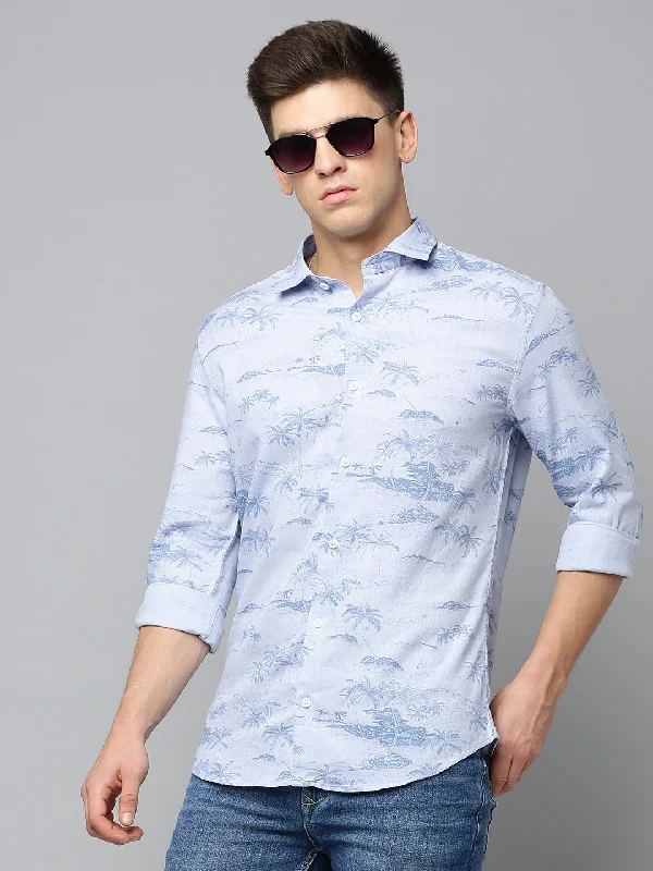 Men's Moisture - Wicking Performance Fabric Casual Shirts for Outdoor ActivitiesMen Blue Printed Casual Shirt Men's Moisture - Wicking Performance Fabric Casual Shirts for Outdoor ActivitiesMen Blue Printed Casual Shirt