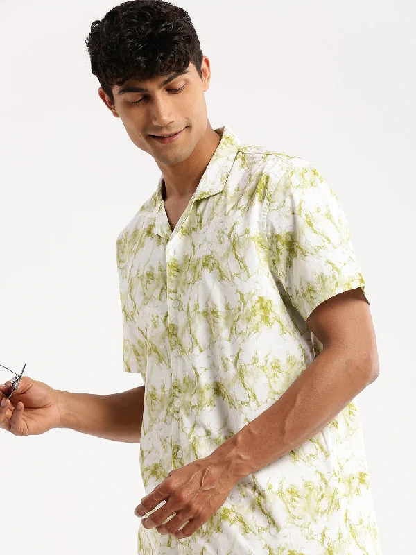 Men's Long - Line Oversized Casual Shirts in Dark Gray for a Relaxed and Modern LookMen White Cuban Collar Abstract Shirt Men's Long - Line Oversized Casual Shirts in Dark Gray for a Relaxed and Modern LookMen White Cuban Collar Abstract Shirt