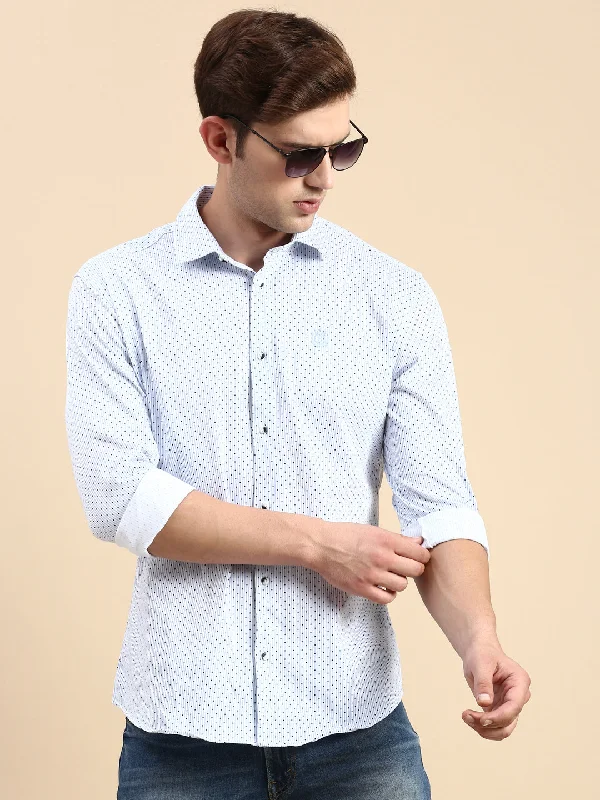 Men's Organic Cotton Casual Shirts with a Soft Handfeel for Everyday ComfortMen Blue Printed Casual Shirt Men's Organic Cotton Casual Shirts with a Soft Handfeel for Everyday ComfortMen Blue Printed Casual Shirt