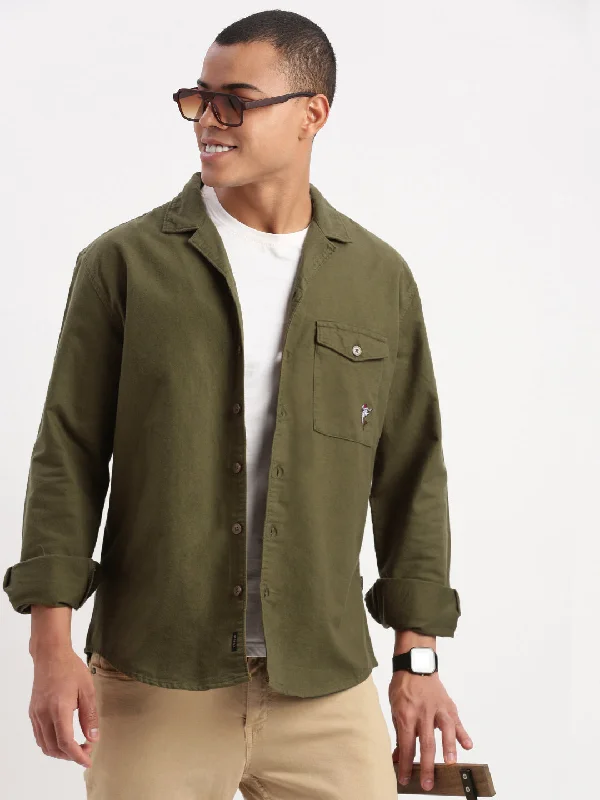 Plus Size Men's Plaid Flannel Casual Shirts in Earth Tones for a Cozy Fall OutfitMen Cuban Collar Solid Olive Oversized Shacket Plus Size Men's Plaid Flannel Casual Shirts in Earth Tones for a Cozy Fall OutfitMen Cuban Collar Solid Olive Oversized Shacket