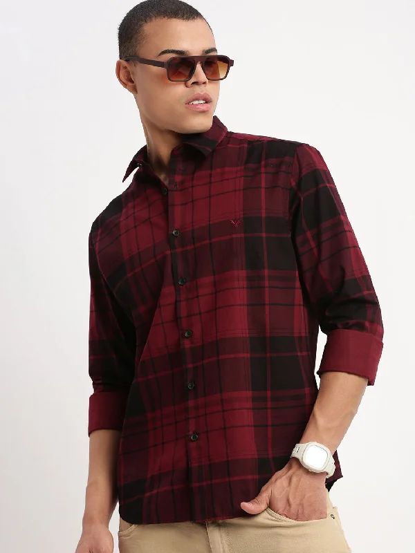 Men's Tailored Fit Checkered Casual Shirts in Multicolor for a Smart - Casual EnsembleMen Tartan Checks Maroon Shirt Men's Tailored Fit Checkered Casual Shirts in Multicolor for a Smart - Casual EnsembleMen Tartan Checks Maroon Shirt