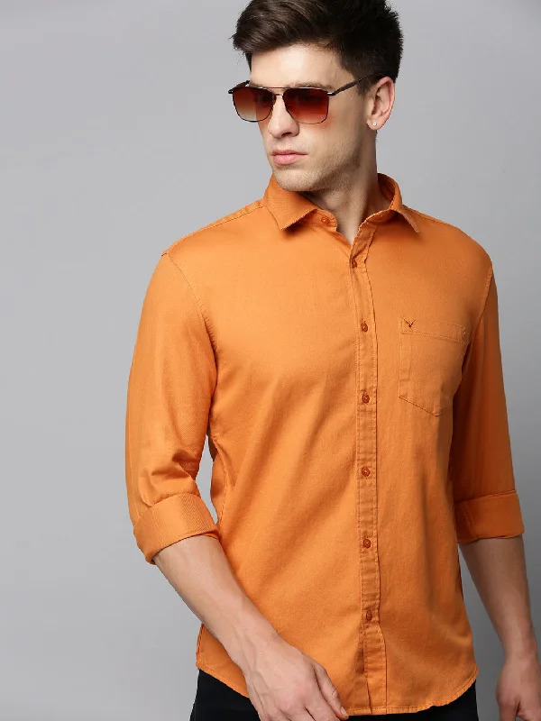 Men's Linen Blend Casual Shirts with Roll - Up Sleeves for a Summer Beach LookMen Orange Solid Casual Shirt Men's Linen Blend Casual Shirts with Roll - Up Sleeves for a Summer Beach LookMen Orange Solid Casual Shirt