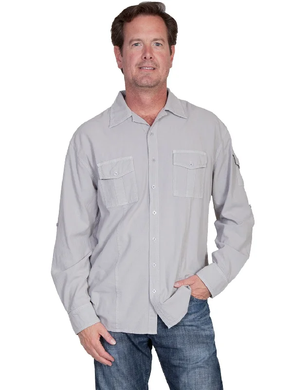 Men's Long - Line Oversized Casual Shirts in Dark Gray for a Relaxed and Modern LookScully Cantina Mens Grey 100% Cotton Casual Sport Shirt Men's Long - Line Oversized Casual Shirts in Dark Gray for a Relaxed and Modern LookScully Cantina Mens Grey 100% Cotton Casual Sport Shirt
