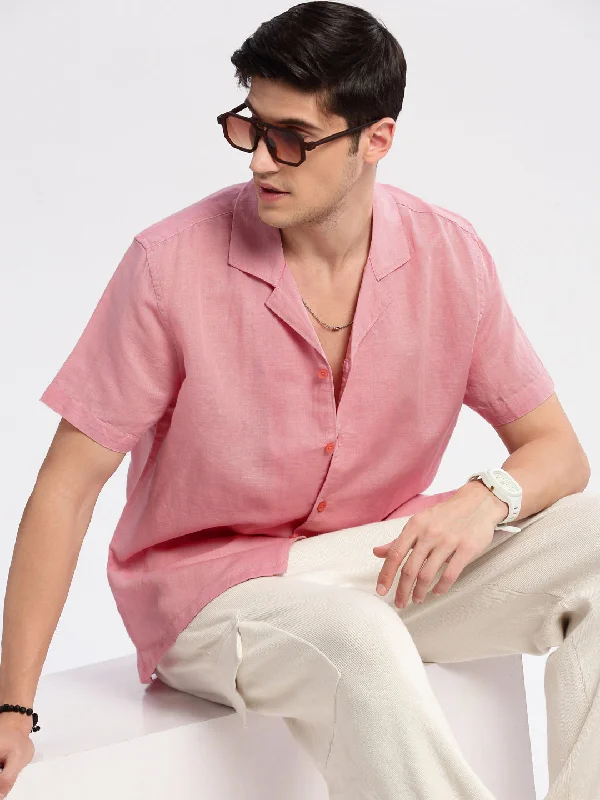Men's Tailored Fit Checkered Casual Shirts in Multicolor for a Smart - Casual EnsembleMen Cuban Collar Solid Pink Casual Shirt Men's Tailored Fit Checkered Casual Shirts in Multicolor for a Smart - Casual EnsembleMen Cuban Collar Solid Pink Casual Shirt