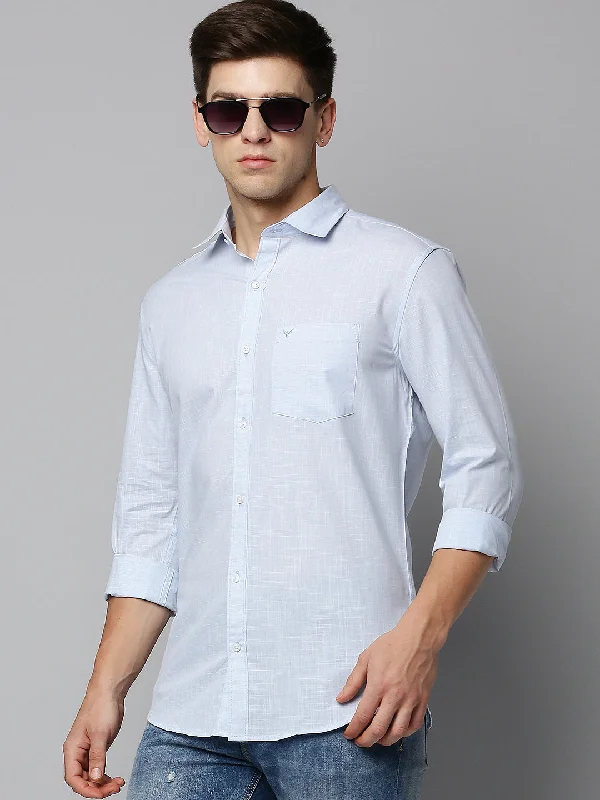 Men's Retro - Style Hawaiian Print Casual Shirts in Bold Patterns for a Tropical VacationMen Blue Solid Casual Shirt Men's Retro - Style Hawaiian Print Casual Shirts in Bold Patterns for a Tropical VacationMen Blue Solid Casual Shirt