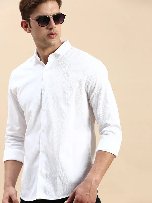 Men's Wrinkle - Resistant Polyester Blend Casual Shirts for Easy Travel and MaintenanceMen White Solid Casual Shirt Men's Wrinkle - Resistant Polyester Blend Casual Shirts for Easy Travel and MaintenanceMen White Solid Casual Shirt