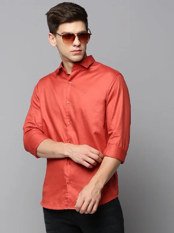 Men's Organic Cotton Casual Shirts with a Soft Handfeel for Everyday ComfortMen Rust Solid Casual Shirt Men's Organic Cotton Casual Shirts with a Soft Handfeel for Everyday ComfortMen Rust Solid Casual Shirt