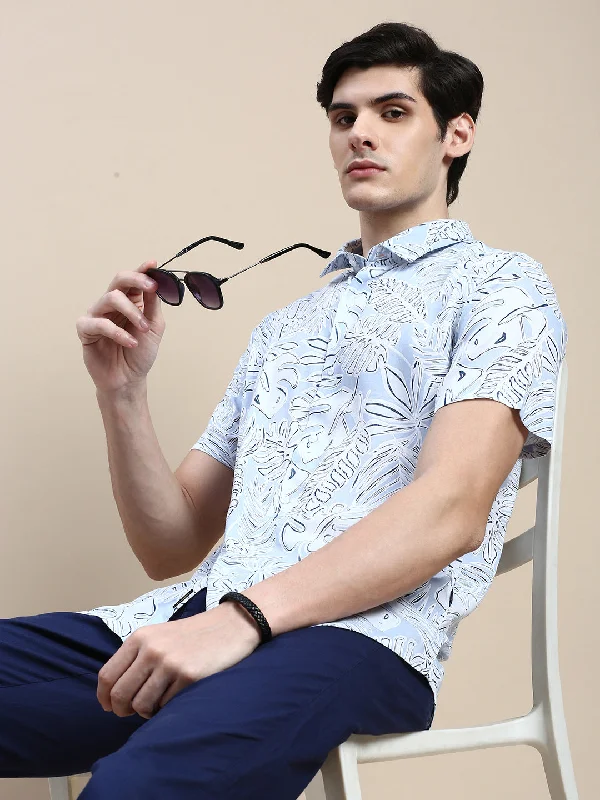 Men's Button - Down Oxford Casual Shirts in Crisp White for a Classic and Versatile StyleMen Blue Floral Casual Shirt Men's Button - Down Oxford Casual Shirts in Crisp White for a Classic and Versatile StyleMen Blue Floral Casual Shirt