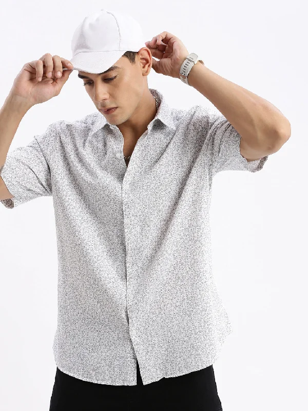 Plus Size Men's Striped Chambray Casual Shirts with a Spread Collar for a Preppy AppearanceMen Spread Collar Floral Slim Fit White Shirt Plus Size Men's Striped Chambray Casual Shirts with a Spread Collar for a Preppy AppearanceMen Spread Collar Floral Slim Fit White Shirt