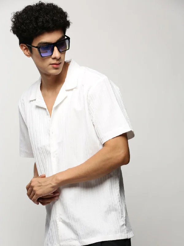 Plus Size Men's Striped Chambray Casual Shirts with a Spread Collar for a Preppy AppearanceMen White Striped Shirt Plus Size Men's Striped Chambray Casual Shirts with a Spread Collar for a Preppy AppearanceMen White Striped Shirt