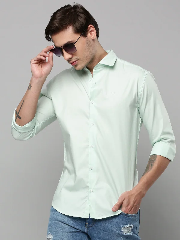 Men's Retro - Style Hawaiian Print Casual Shirts in Bold Patterns for a Tropical VacationMen Green Solid Casual Shirt Men's Retro - Style Hawaiian Print Casual Shirts in Bold Patterns for a Tropical VacationMen Green Solid Casual Shirt