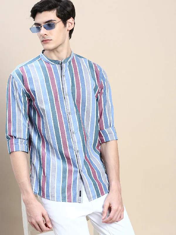 Men's Graphic - Printed Casual Shirts with Pop - Culture References for a Fun and Stylish LookMen Blue Striped Casual Shirt Men's Graphic - Printed Casual Shirts with Pop - Culture References for a Fun and Stylish LookMen Blue Striped Casual Shirt