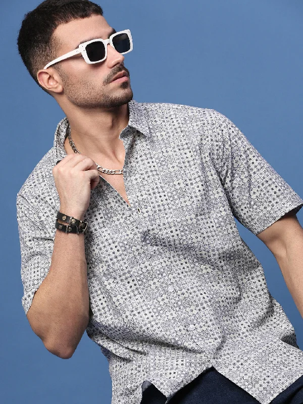 Men's Tailored Fit Checkered Casual Shirts in Multicolor for a Smart - Casual EnsembleMen Grey Graphic Slim Fit Shirt Men's Tailored Fit Checkered Casual Shirts in Multicolor for a Smart - Casual EnsembleMen Grey Graphic Slim Fit Shirt
