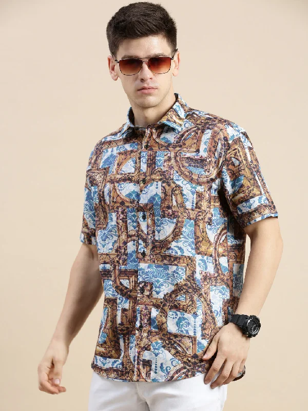 Men's Wrinkle - Resistant Polyester Blend Casual Shirts for Easy Travel and MaintenanceMen Multi Graphics Casual Shirt Men's Wrinkle - Resistant Polyester Blend Casual Shirts for Easy Travel and MaintenanceMen Multi Graphics Casual Shirt