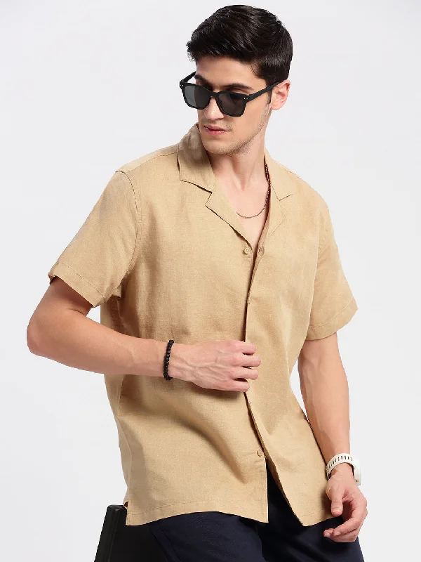 Men's Tailored Fit Checkered Casual Shirts in Multicolor for a Smart - Casual EnsembleMen Cuban Collar Solid Beige Casual Shirt Men's Tailored Fit Checkered Casual Shirts in Multicolor for a Smart - Casual EnsembleMen Cuban Collar Solid Beige Casual Shirt