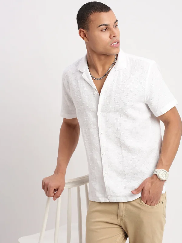 Men's Retro - Style Hawaiian Print Casual Shirts in Bold Patterns for a Tropical VacationMen Cuban Collar Solid White Shirt Men's Retro - Style Hawaiian Print Casual Shirts in Bold Patterns for a Tropical VacationMen Cuban Collar Solid White Shirt