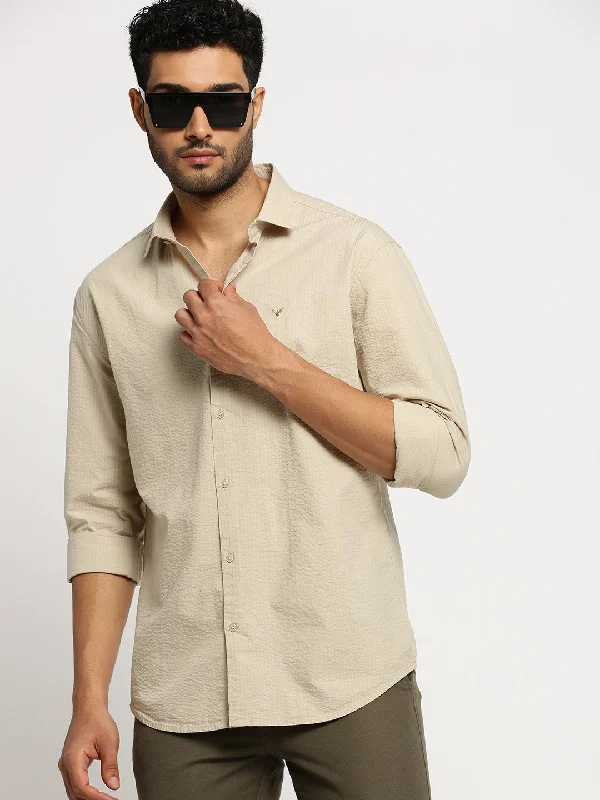 Plus Size Men's Striped Chambray Casual Shirts with a Spread Collar for a Preppy AppearanceMen Cream Spread Collar Solid Shirt Plus Size Men's Striped Chambray Casual Shirts with a Spread Collar for a Preppy AppearanceMen Cream Spread Collar Solid Shirt