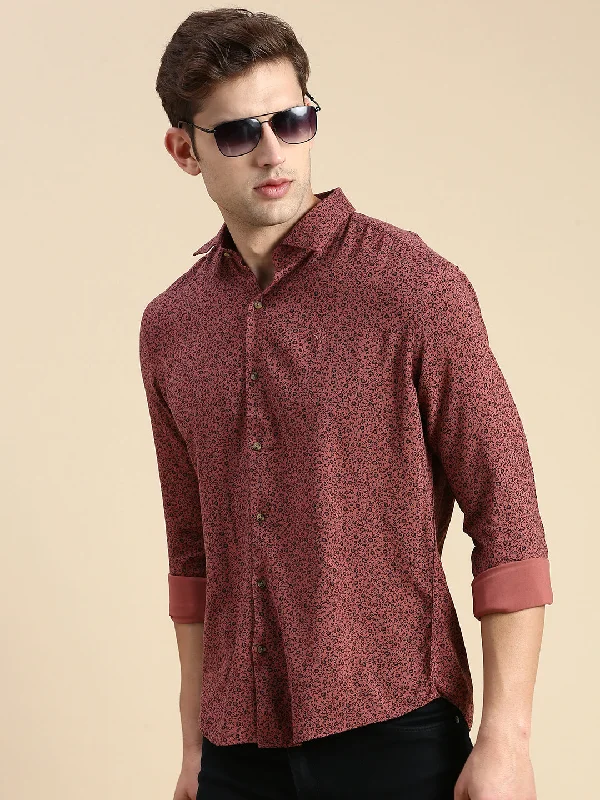 Men's Graphic - Printed Casual Shirts with Pop - Culture References for a Fun and Stylish LookMen Mauve Printed Casual Shirt Men's Graphic - Printed Casual Shirts with Pop - Culture References for a Fun and Stylish LookMen Mauve Printed Casual Shirt