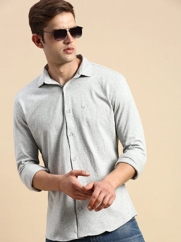 Men's Button - Down Oxford Casual Shirts in Crisp White for a Classic and Versatile StyleMen Grey Solid Casual Shirt Men's Button - Down Oxford Casual Shirts in Crisp White for a Classic and Versatile StyleMen Grey Solid Casual Shirt