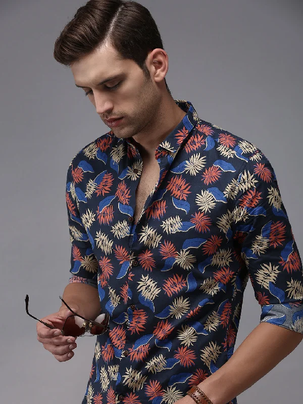 Men's Distressed Denim Casual Shirts with Frayed Edges for a Trendy and Rugged LookMen Blue Printed Casual Shirt Men's Distressed Denim Casual Shirts with Frayed Edges for a Trendy and Rugged LookMen Blue Printed Casual Shirt