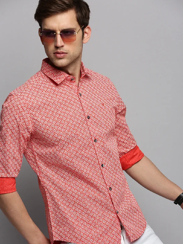 Men's Retro - Style Hawaiian Print Casual Shirts in Bold Patterns for a Tropical VacationMen Orange Printed Casual Shirt Men's Retro - Style Hawaiian Print Casual Shirts in Bold Patterns for a Tropical VacationMen Orange Printed Casual Shirt