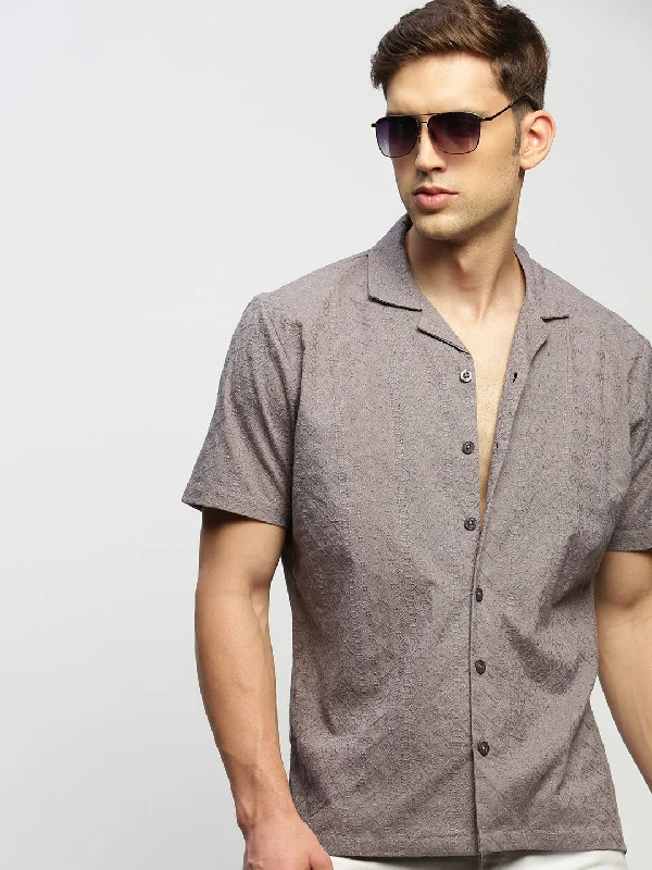 Men's Stretch - Fabric Casual Shirts in Navy Blue for a Comfortable and Flexible FitMen Grey Printed Shirt Men's Stretch - Fabric Casual Shirts in Navy Blue for a Comfortable and Flexible FitMen Grey Printed Shirt