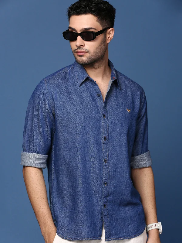 Plus Size Men's Plaid Flannel Casual Shirts in Earth Tones for a Cozy Fall OutfitMen Solid Navy Blue Slim Fit Shirt Plus Size Men's Plaid Flannel Casual Shirts in Earth Tones for a Cozy Fall OutfitMen Solid Navy Blue Slim Fit Shirt